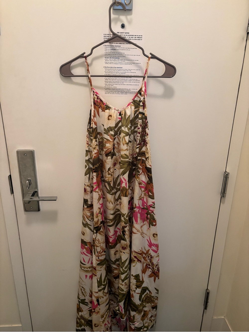 Women’s Floral Scoop Neck Maxi Dress - Pink & Green